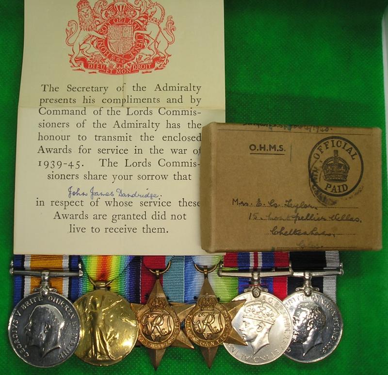 WW1 & WW2 ROYAL NAVY LONG SERVICE GROUP, HMS ST.ANGELO, K.I.A SS.ROTORUA 11-12-1940