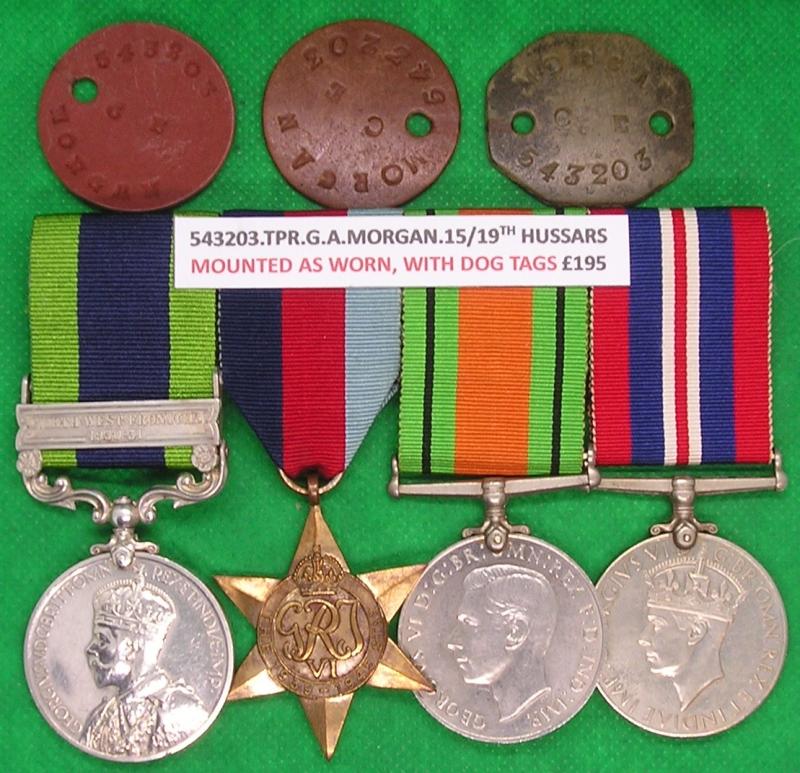 IGS NORTH WEST FRONTIER 1930-31 & WW2 GROUP WITH DOG TAGS, 15/19th HUSSARS