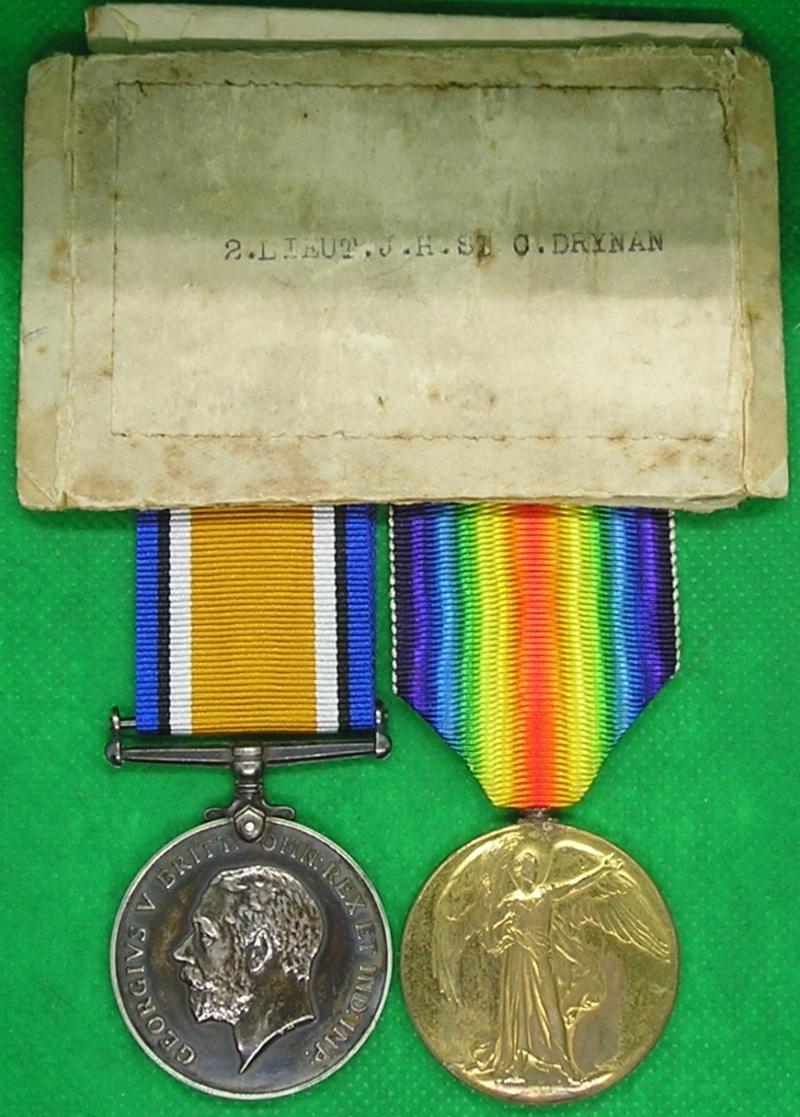 WW1 PAIR WITH BOX OF ISSUE, 5th SCOTTISH RIFLES OFFICER, KILLED IN ACTION, FRANCE & FLANDERS 8-5-1918