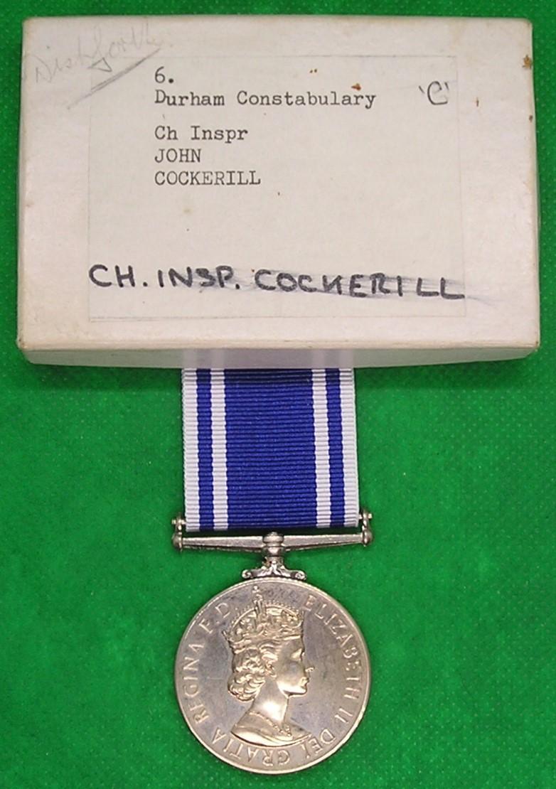 MINT BOXED EIIR 2nd TYPE POLICE LONG SERVICE MEDAL, CHIEF INSPECTOR, DURHAM CONSTABULARY