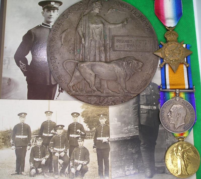 WW1 1914-15 TRIO & MEMORIAL PLAQUE, 1st WELSH FIELD COY, ROYAL ENGINEERS, K.I.A GALLIPOLI 21-8-1915, WITH ORIGINAL PHOTOGRAPHS
