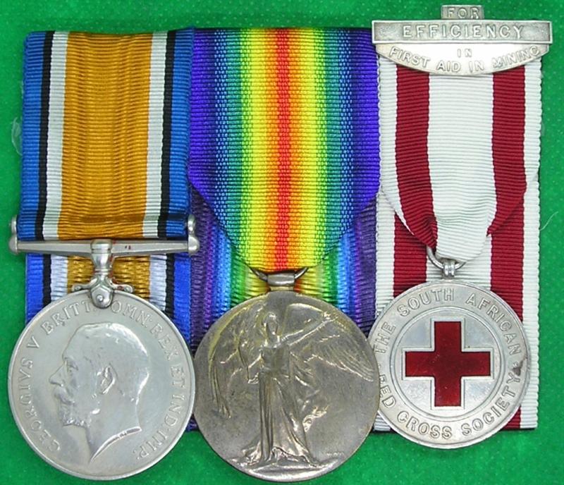 WW1 R.N.R OFFICERS PAIR & SOUTH AFRICAN RED CROSS SOCIETY EFFICIENCY MEDAL FOR FIRST AID IN MINING