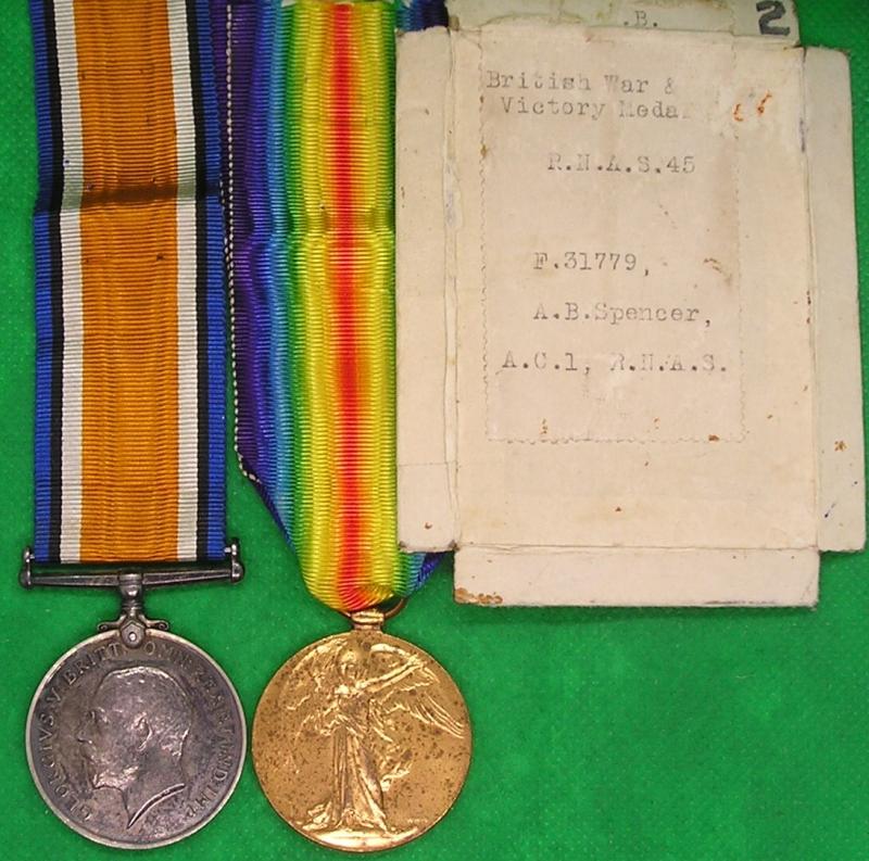 WW1 PAIR WITH BOX OF ISSUE, ROYAL NAVAL AIR SERVICE (R.N.A.S)