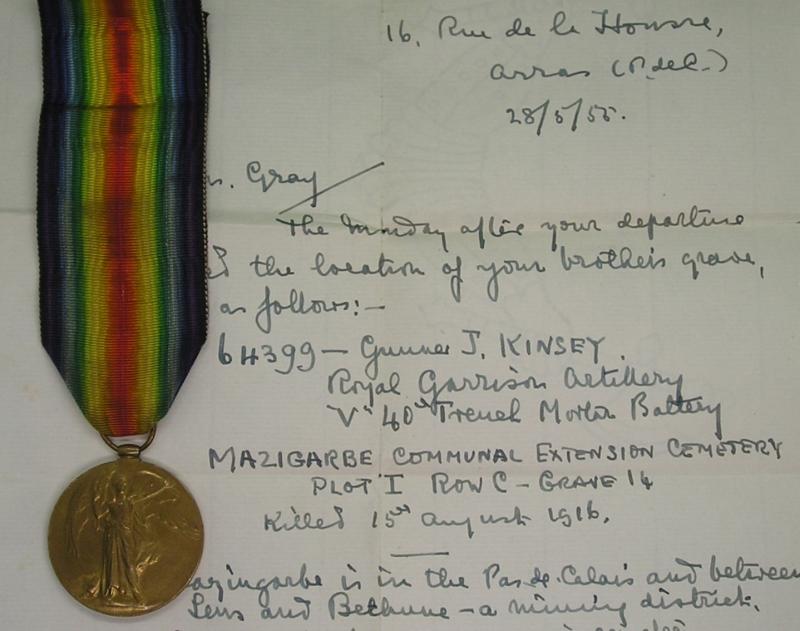 WW1 VICTORY MEDAL, V 40th TRENCH MORTAR BTY R.G.A, KILLED IN ACTION F&F 15-8-1916 FROM BLAYDON ON TYNE