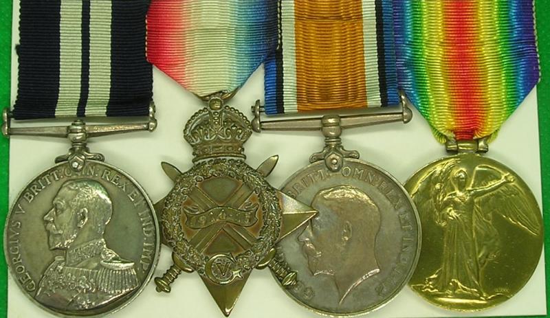 DISTINGUISHED SERVICE MEDAL (DSM) & 1914-15 TRIO, HMS SUNFLOWER 1917, FROM SUNDERLAND