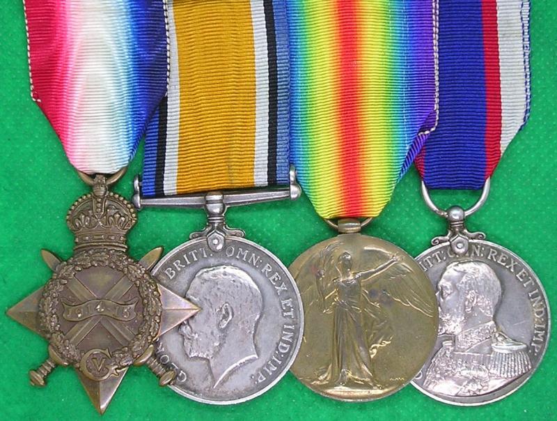 WW1 1914-15 TRIO & GVR RFR LS&GC, R.MARINE ARTILLERY & RM, HMS INDOMITABLE