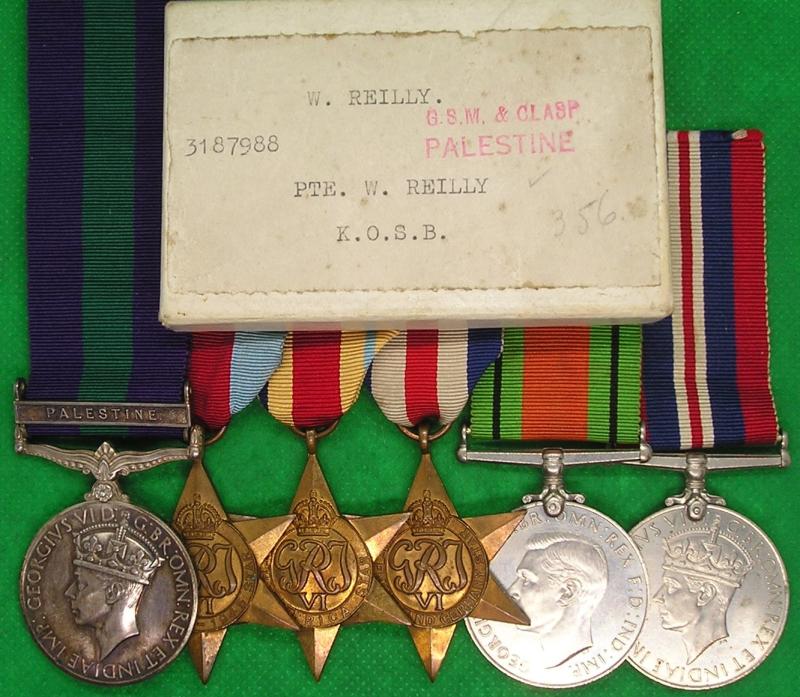 GSM PALESTINE & WW2 GROUP, 1st & 4th K.O.S.B, WOUNDED N.W.EUROPE / WALCHEREN ISLANDS  26-11-1944