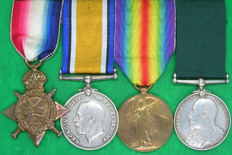 WW1 1914-15 TRIO & EVII VOLUNTEER MEDAL, 15th LANCASHIRE FUSILIERS / SALFORD PALS & 3rd V.B. LANCS.FUS