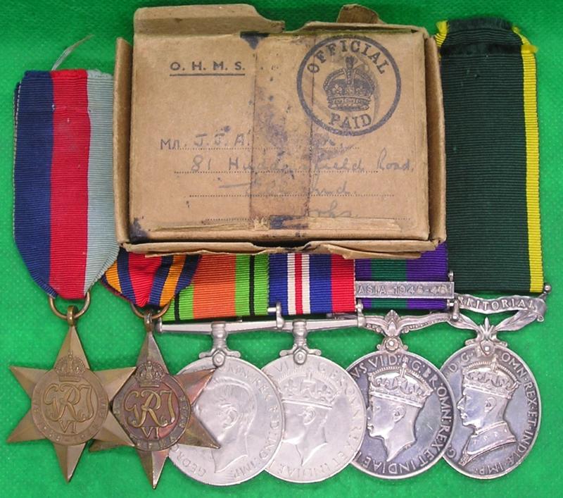 WW2 BURMA STAR GROUP WITH GSM S.E.ASIA 1945-46 & EFFICIENCY MEDAL, S,WALES.BORDERERS & K.S.L.I