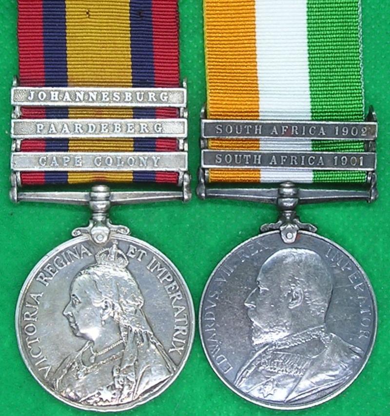 3 BAR QSA & KSA PAIR, KINGS OWN SCOTTISH BORDERERS (K.O.S.B) WITH 2 BATTLE CLASPS