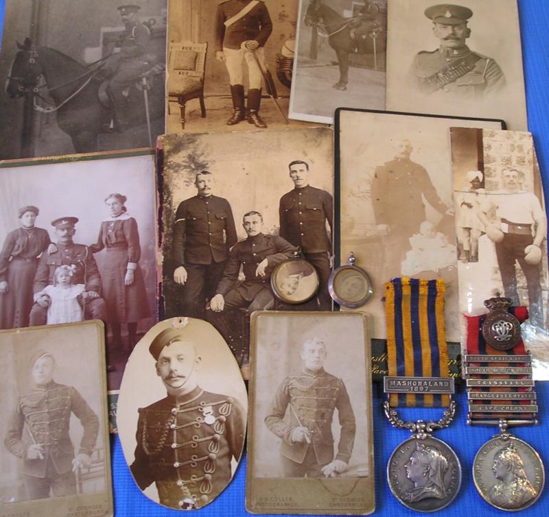 BSA COY MEDAL RHODESIA 1896 WITH MASHONALAND 1897 CLASP & 5 BAR QSA, 7th HUSSARS, WITH ORIGINAL PHOTOGRAPHS & PAPERS