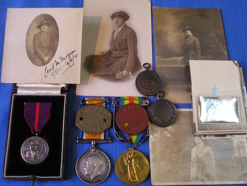 MEDAL OF THE ORDER OF THE BRITISH EMPIRE & WW1 PAIR, Q.M.A.A.C, WITH ORIGINAL PHOTO, DOG TAGS, SPORTS MEDALS