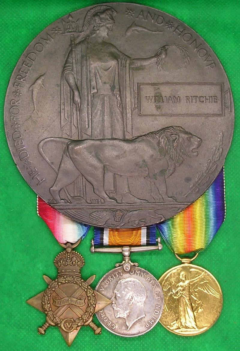 WW1 1914-15 TRIO & MEMORIAL PLAQUE, R.NAVAL.RESERVE, DIED ONBOARD HMS KINFAUNS CASTLE 5-3-1915, BURIED DAR ES SALAAM