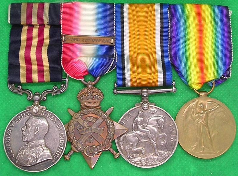 WW1 MILITARY MEDAL (MM) & 1914 MONS STAR & BAR TRIO, HQ 14th BDE R.H.A, LANDED FRANCE 5-8-1914