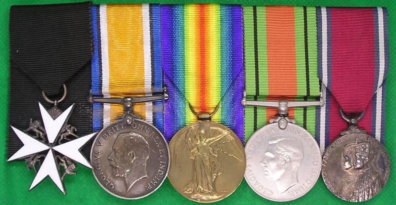 SERVING OFFICER OF THE ORDER OF ST.JOHN, WW1 PAIR, WW2 DEFENCE & 1935 JUBILEE, R.G.A OFFICER FROM HAMPSHIRE
