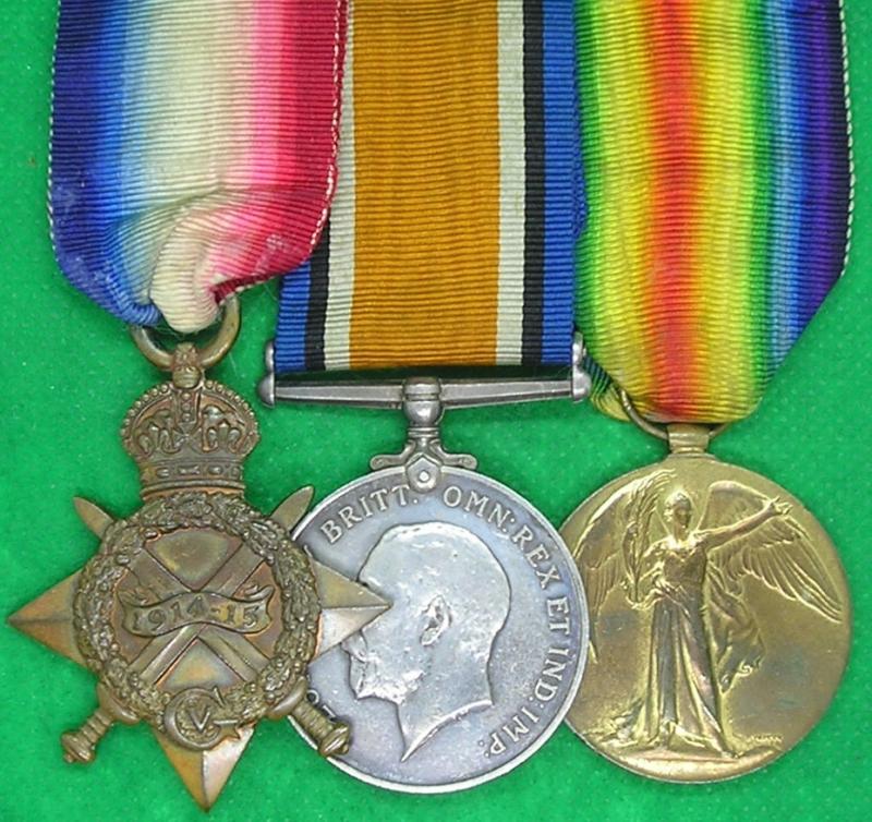 WW1 1914-15 TRIO WITH LARGE PHOTOGRAPH OF THE RECIPIENT IN UNIFORM, 2nd BLACK WATCH