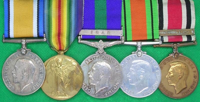 WW1 & WW2 GROUP WITH GSM IRAQ, R.F.A, FROM BRADFORD