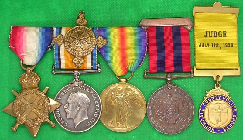 WW1 GROUP WITH ROCHDALE BOROUGH POLICE LONG SERVICE MEDAL, GRENADIER GUARDS, WOUNDED 3 TIMES