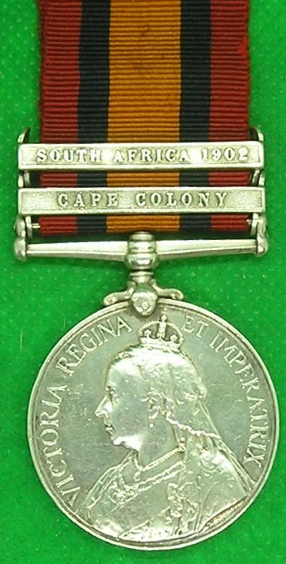 2 BAR QSA, 4th YORKSHIRE REGIMENT, ACCIDENTLY SEVERELY WOUNDED, SOUTH AFRICA 1902