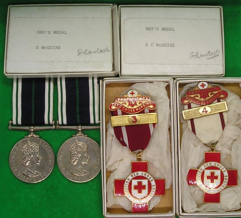MINT BOXED PAIR OF ROYAL NAVAL AUXILIARY SERVICE MEDALS TO A HUSBAND & WIFE FROM STRANRAER, WITH THE WIFES RED CROSS PROFICIENCY MEDALS