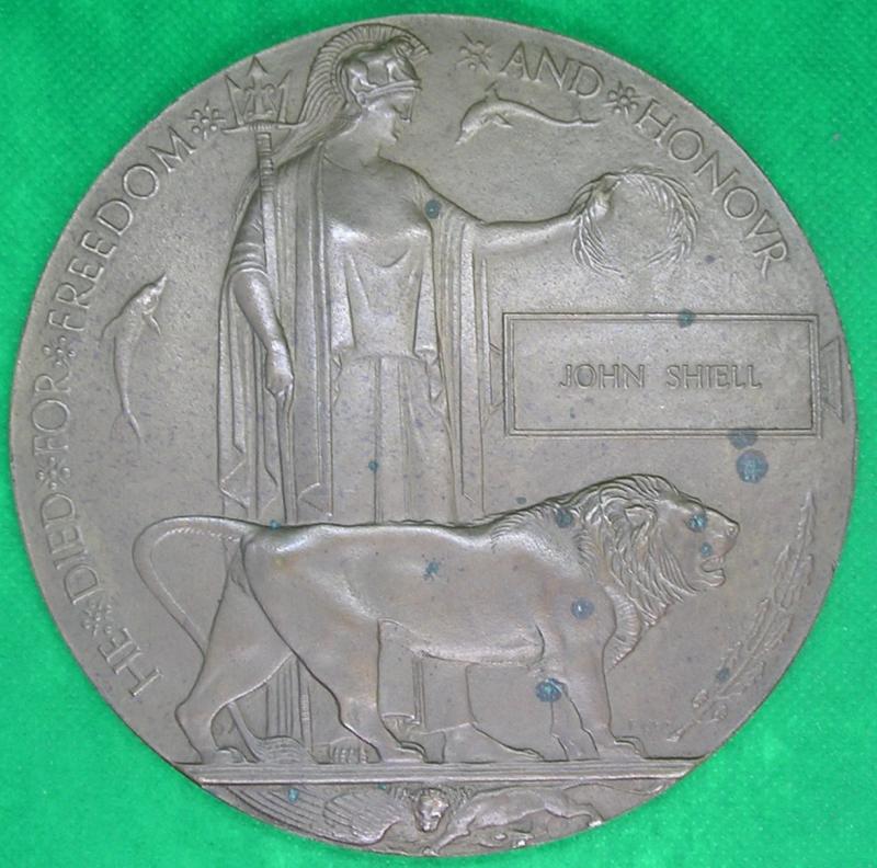 WW1 MEMORIAL PLAQUE, JOHN SHIELL, ONLY TWO POSSIBLE RECIPIENTS, BOTH FROM BERWICKSHIRE