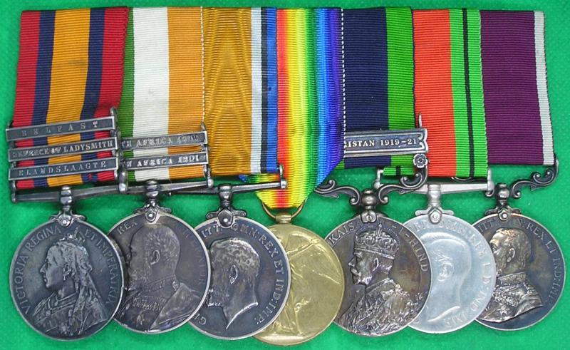 BOER WAR & WW1 / WW2 LONG SERVICE GROUP, ELANDSLAAGTE / DEFENCE OF LADYSMITH, DEVON REGIMENT & INDIAN ARMY