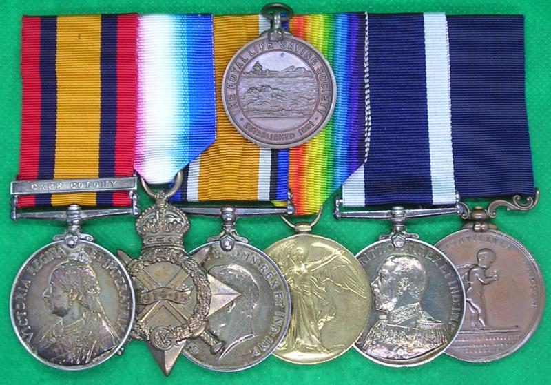 QSA CAPE COLONY, 1914-15 TRIO, RN LS&GC & ROYAL HUMANE SOCIETY BRONZE MEDAL, HMS MONARCH / HMS DEFENCE, K.I.A JUTLAND 31-5-1916