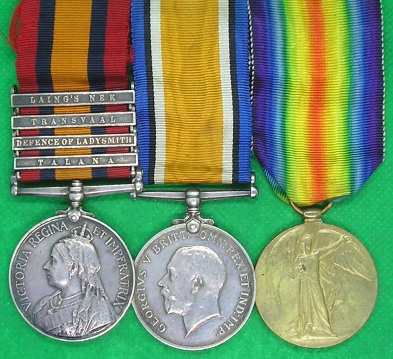 4 BAR QSA TALANA / DEFENCE OF LADYSMITH & WW1 PAIR, K.R.R.C & R.E