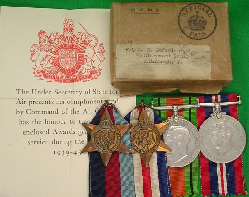 WW2 RAF OFFICERS MEDAL GROUP IN BOX OF ISSUE, A RESIDENT OF EDINBURGH