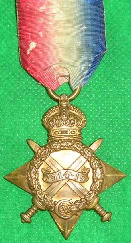 WW1 1914-15 STAR, C.S.MJR, 6th K.O.S.B, K.I.A F&F 25-9-1915, FIRST DAY OF LOOS, FROM BERWICK ON TWEED