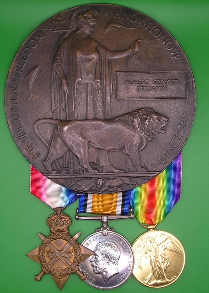 WW1 1914-15 TRIO & MEMORIAL PLAQUE, OFFICER 8th WORCESTER REGT, K.I.A F&F 9-10-1917, A JEWISH RECIPIENT FROM LONDON