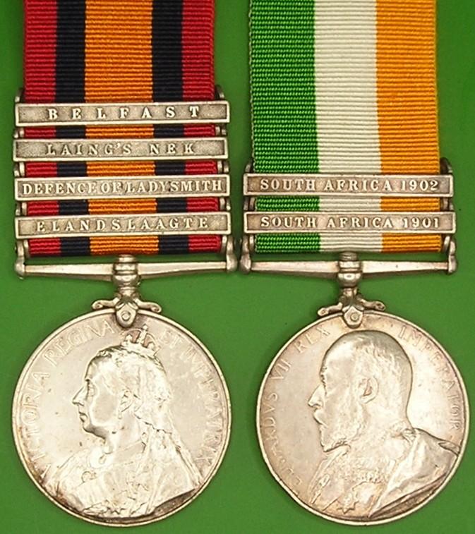 4 BAR QSA & KSA PAIR, 2nd GORDON HIGHLANDERS, ELANDSLAAGTE & DEFENCE OF LADYSMITH