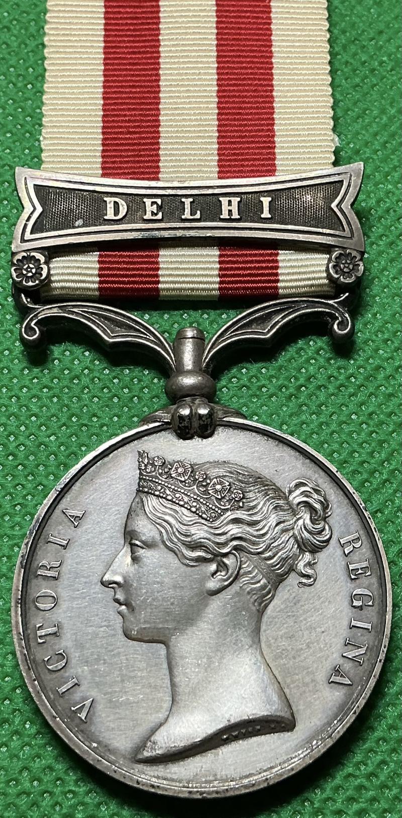 INDIAN MUTINY, DELHI, 75th REGT / GORDON HIGHRS, TWICE WOUNDED BADLIKE-SERAI 8-6-57 & DELHI 14-9-57