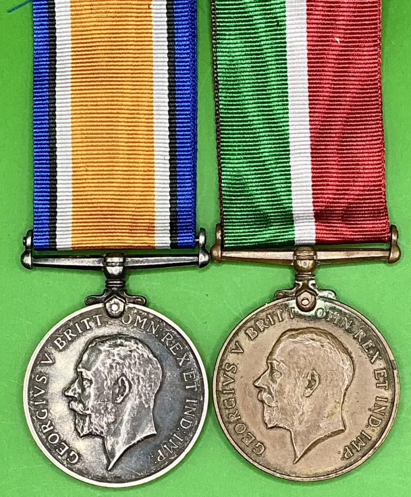 WW1 MERCANTILE MARINE PAIR, THE RECIPIENT WAS A RESIDENT OF LONDON & SERVED ONBOARD THE DURHAM CASTLE DURING WW1