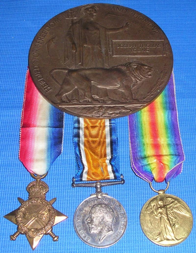 WW1 1914-15 TRIO & MEMORIAL PLAQUE, HMS PEMBROKE, ROYAL NAVY, DIED 15-4-1915 FROM EAST GRINSTEAD
