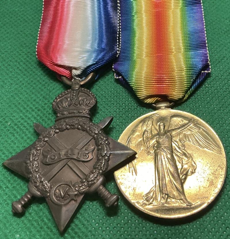 WW1 1914-15 STAR & VICTORY MEDAL, LOST AT SEA 5-6-1916 HMS HAMPSHIRE