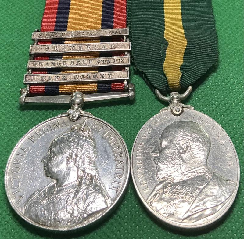 4 BAR QSA & EVII T.F.E.M, ELSWICK BATTERY,1st NORTHUMBERLAND VOLUNTEER ARTILLERY