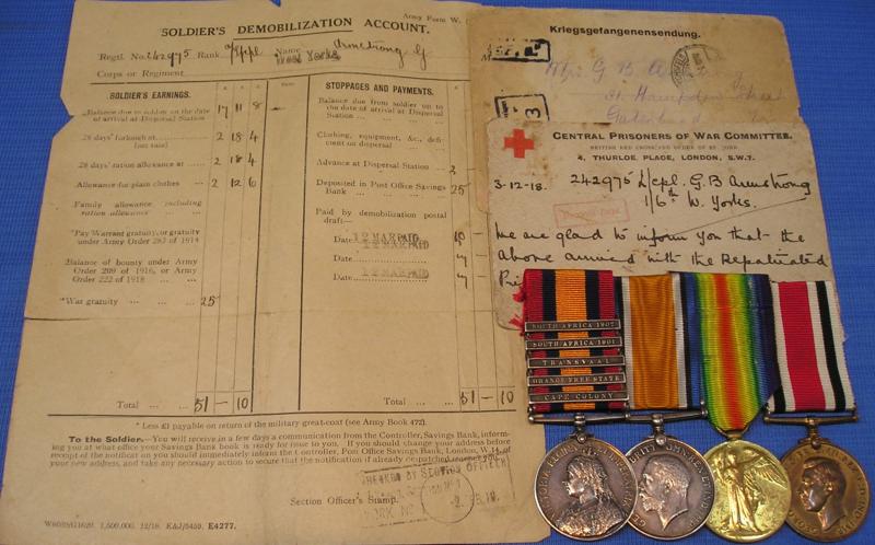 BOER WAR & WW1 GROUP WITH GVIR SPECIAL CONSTABULARY MEDAL, 101st IMPERAL YEOMANRY & 6th W.YORK.R, PRISONER OF WAR WW1, FROM GATESHEAD