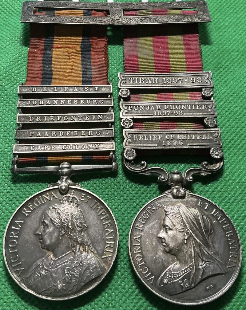 3 BAR IGS 1895 & 5 BAR QSA, PIONEER SJT, 1st GORDON HIGHLANDERS