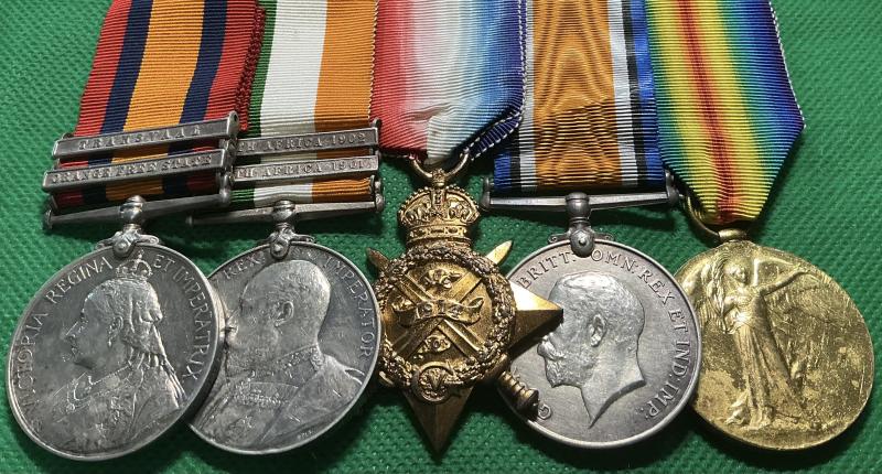 QSA, KSA, 1914 TRIO, ROYAL INNISKILLING FUSILIERS, PRISONER OF WAR 1918 FROM LONGFORD