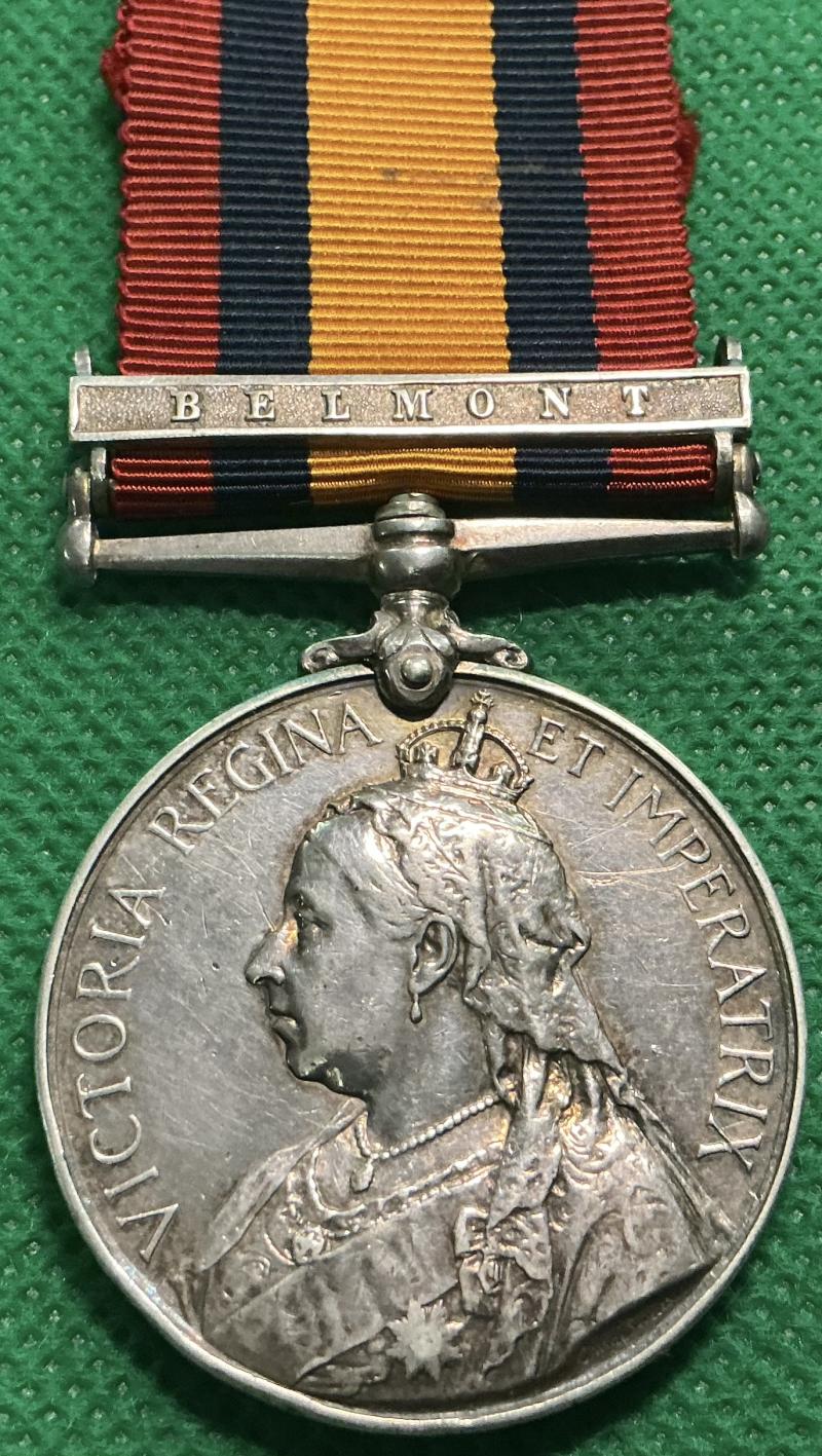 QSA BELMONT, ROYAL MARINE, HMS MONARCH, WOUNDED GRASPAN 25-11-1899