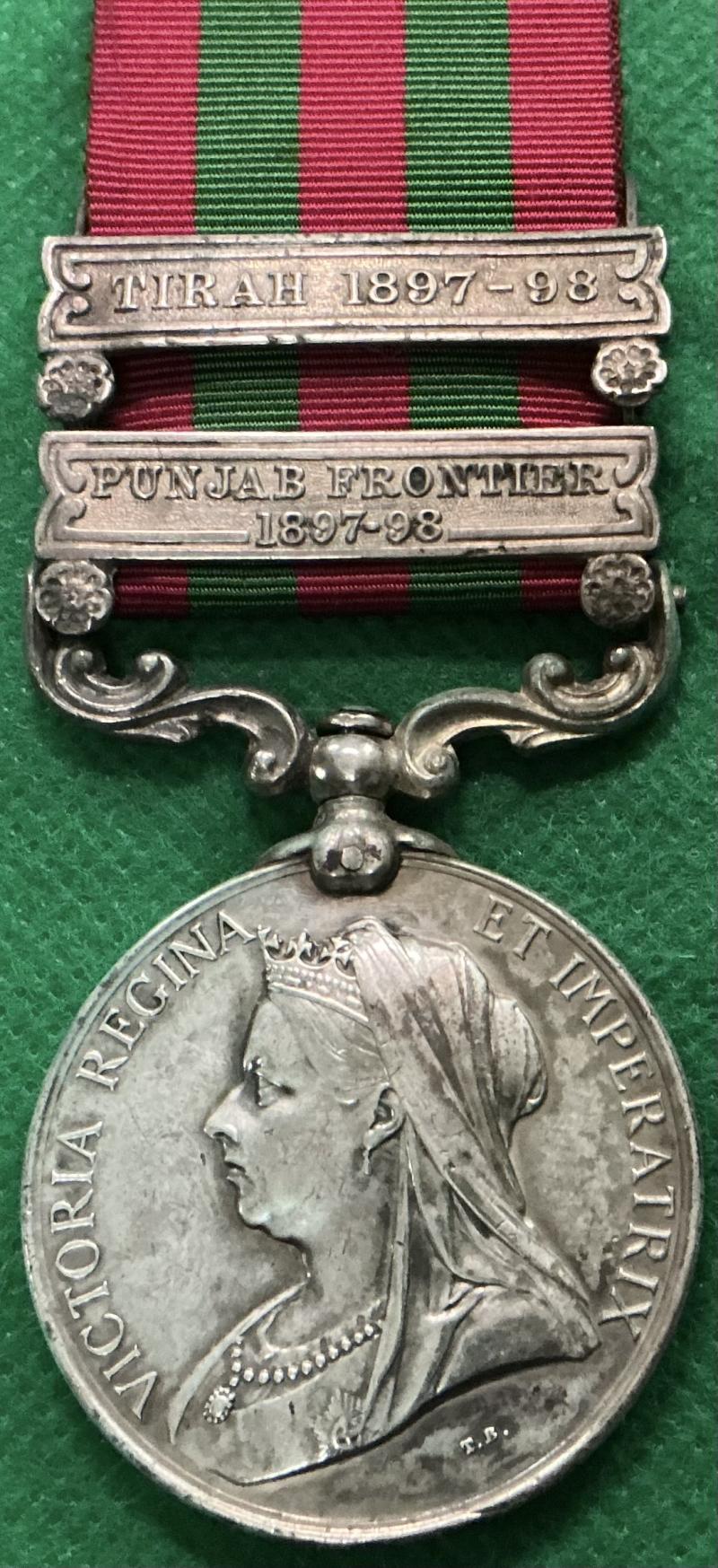 2 BAR IGS 1895, PUNJAB FRONTIER & TIRAH 1897-98, 1st GORDON HIGHLANDERS, DANGEROUSLY WOUNDED MAMANAI BARKI ROAD 28-3-1898