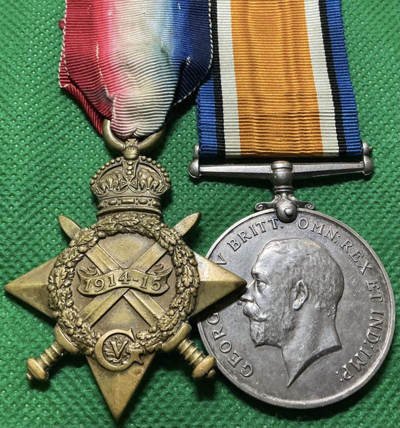 WW1 1914-15 STAR & BRITISH WAR MEDAL, OFFICER 1st GORDON HIGHLANDERS, K.I.A F&F 3-3-1916 & M.I.D 15-6-1916