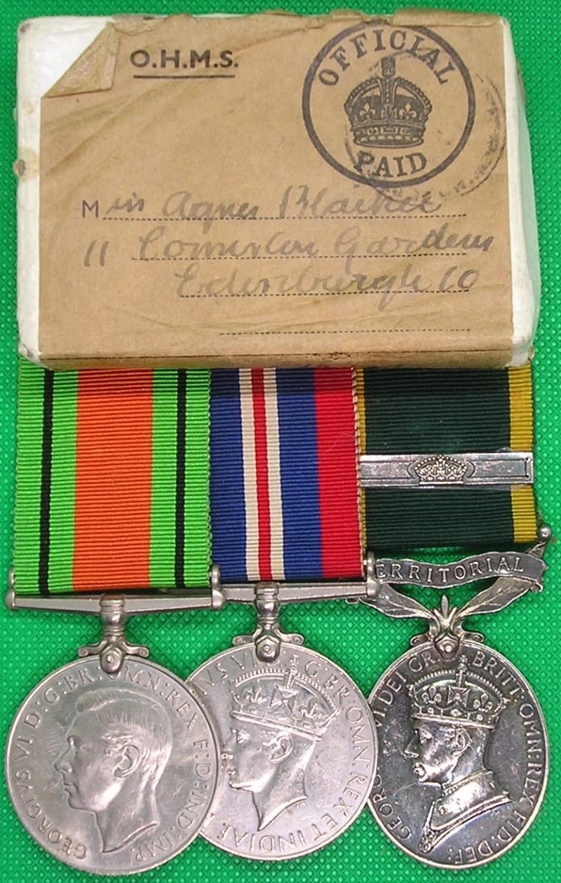 WW2 A.T.S OFFICERS GROUP WITH TERRITORIAL EFFICIENCY MEDAL & 2nd AWARD CLASP