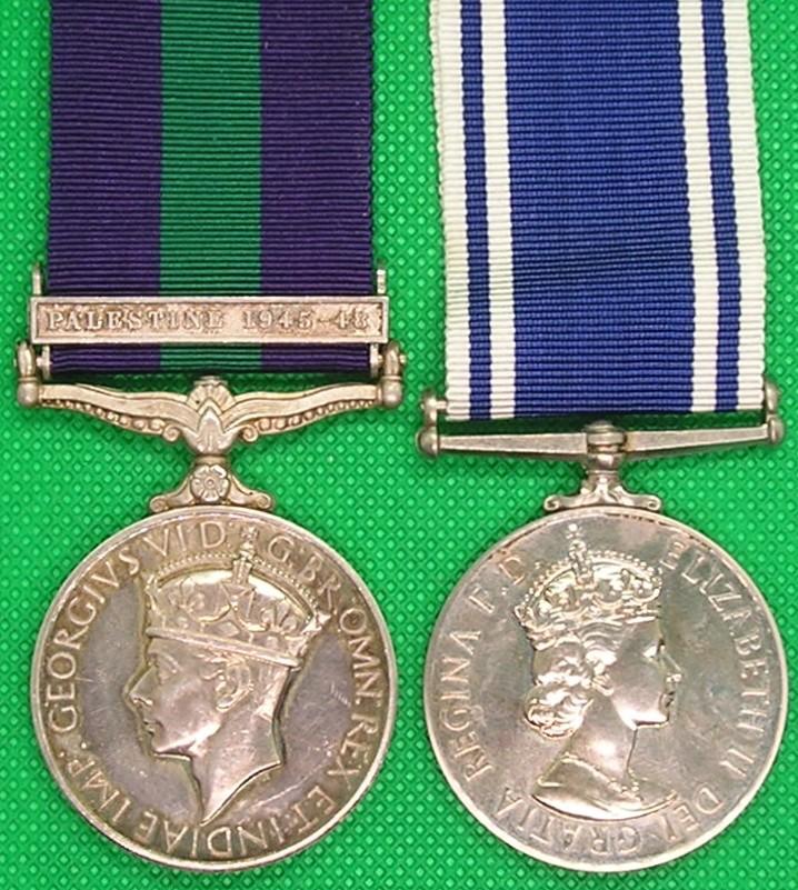 GSM PALESTINE 1945-48 & EIIR POLICE LONG SERVICE, IRISH GUARDS