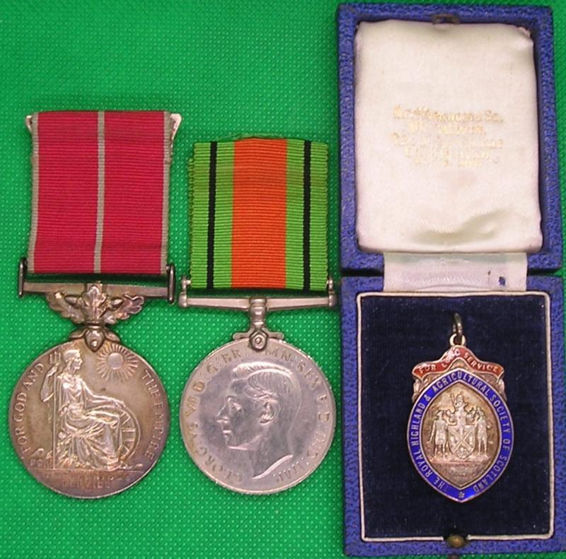 GVIR MILITARY B.E.M GROUP, 2nd BATTALION WIGTOWN, HOME GUARD, WITH ROYAL HIGHLAND AGRICULTURAL SOCIETY OF SCOTLAND, LONG SERVICE MEDAL