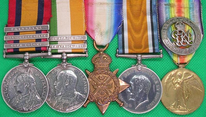 QSA, KSA, 1914 STAR TRIO & SILVER WAR BADGE, ARGYLL & SUTHERLAND HIGHLANDERS & R.SCOTS FUSILIERS