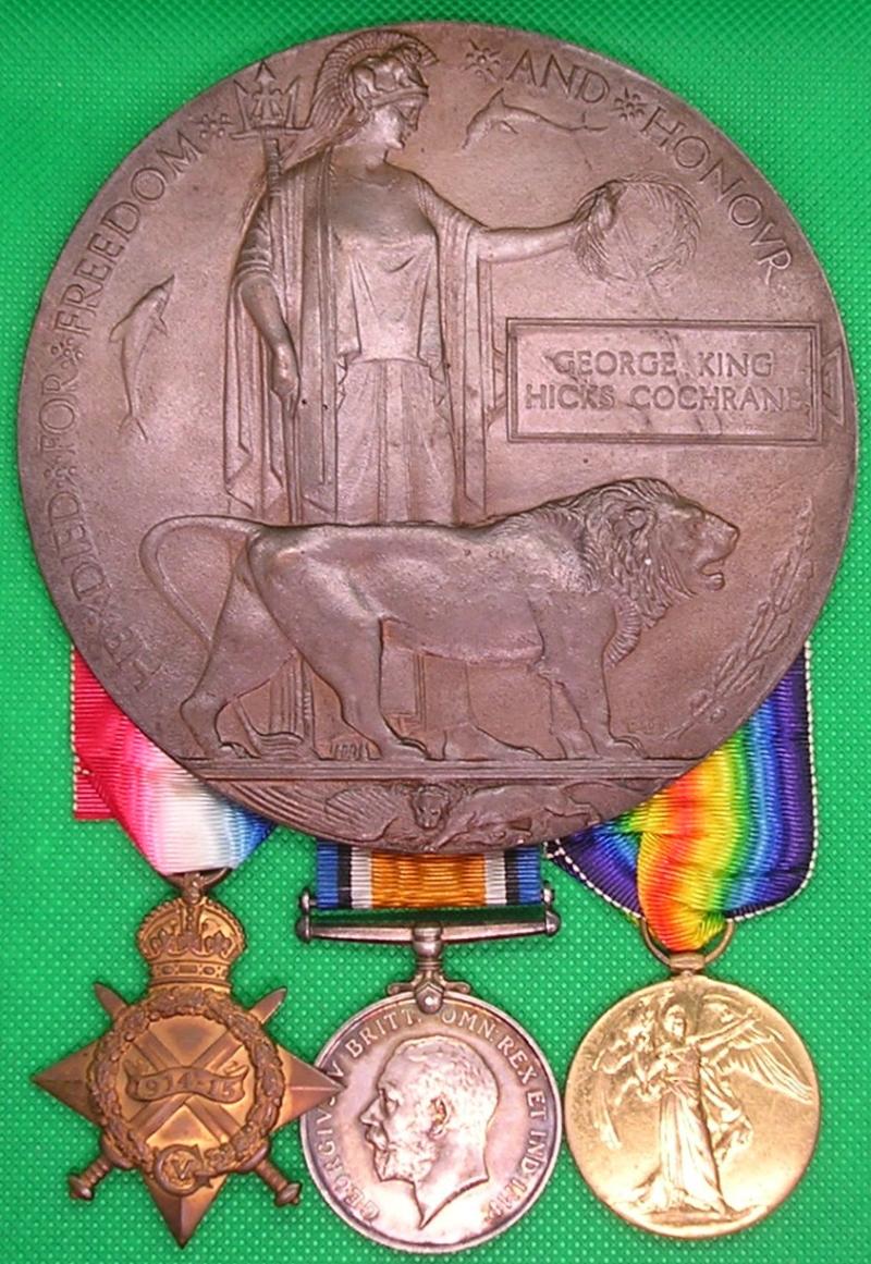 WW1 1914-15 TRIO & MEMORIAL PLAQUE, H.L.I OFFICER, ATTACHED TO GURKHA RIFLES, K.I.A MESOPOTAMIA 25-3-1917, WITH ORIGINAL LETTER OF CONDOLENCE