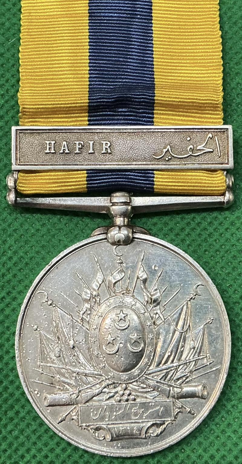 KHEDIVES SUDAN MEDAL 1896-1908 WITH HAFIR CLASP, NORTH STAFFORDSHIRE REGIMENT