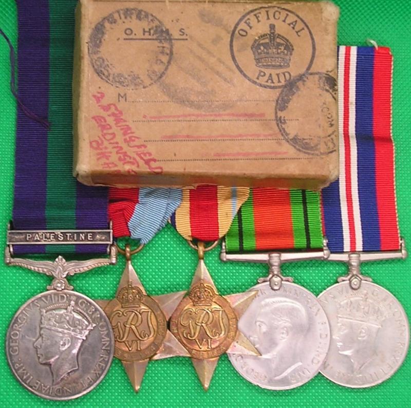 MINT BOXED GSM PALESTINE & WW2 GROUP, 1st WELSH REGT, P.O.W CRETE 1941, FROM BARRY